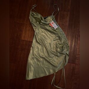 Cider Satin Olive Dress